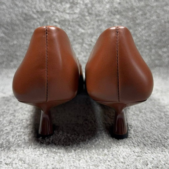 Sarto A-Diva Pumps Brown Leather Pointed Toe Kitten Heel Womens Size 9M - Picture 6 of 11